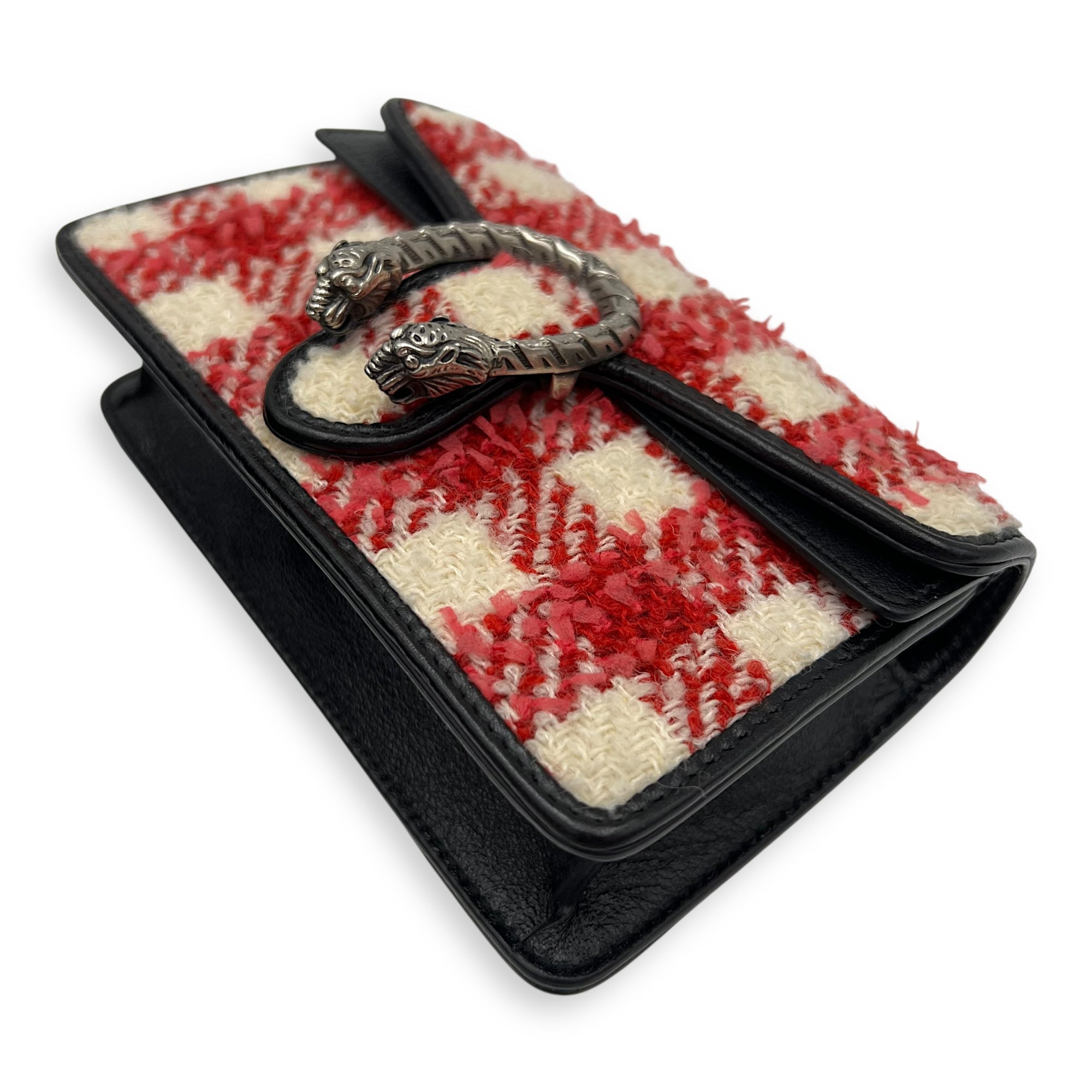 Dionysus Super Mini Red Crossbody Bag in Tweed, Ruthenium hardware - Image 15