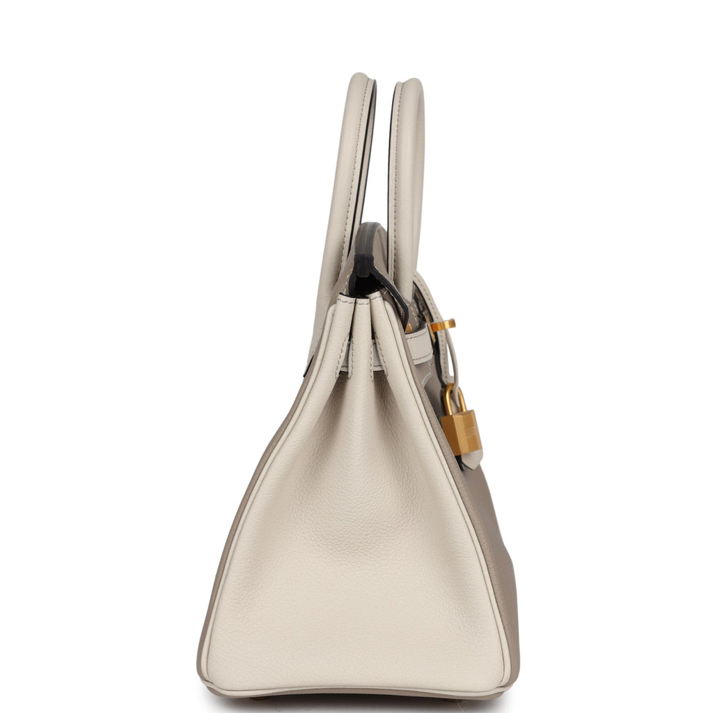 Hermes Special Order (HSS) Birkin 25 Gris Tourterelle and Craie Togo Brushed Gold Hardware - Image 4