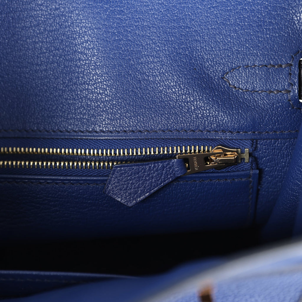 Hermes Birkin 25 Bleu Saphir Taurillion Novillo and Bleu Marine Matte Alligator Touch Rose Gold Hardware - Image 10