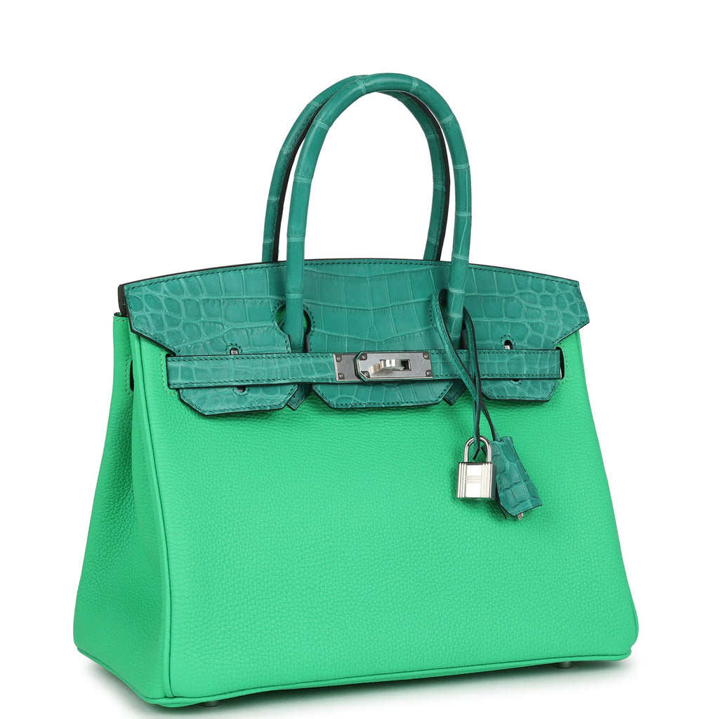 Hermes Birkin 30 Vert Comics Togo and Vert Jade Niloticus Crocodile Touch Palladium Hardware - Image 3