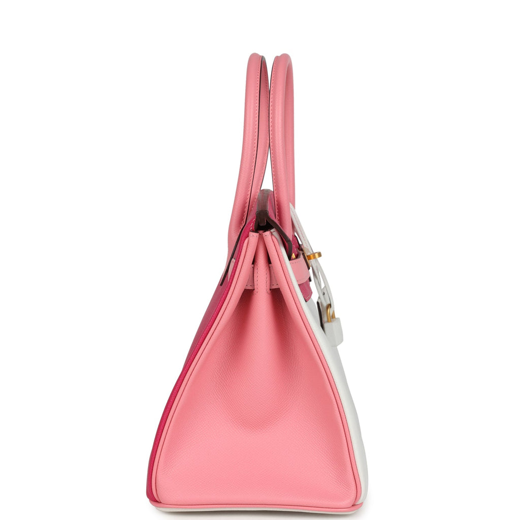 Pre-owned Hermes Special Order (HSS) Birkin 30 White, Rose Confetti and Rose Tyrien Epsom Brushed Gold Hardware - Image 4