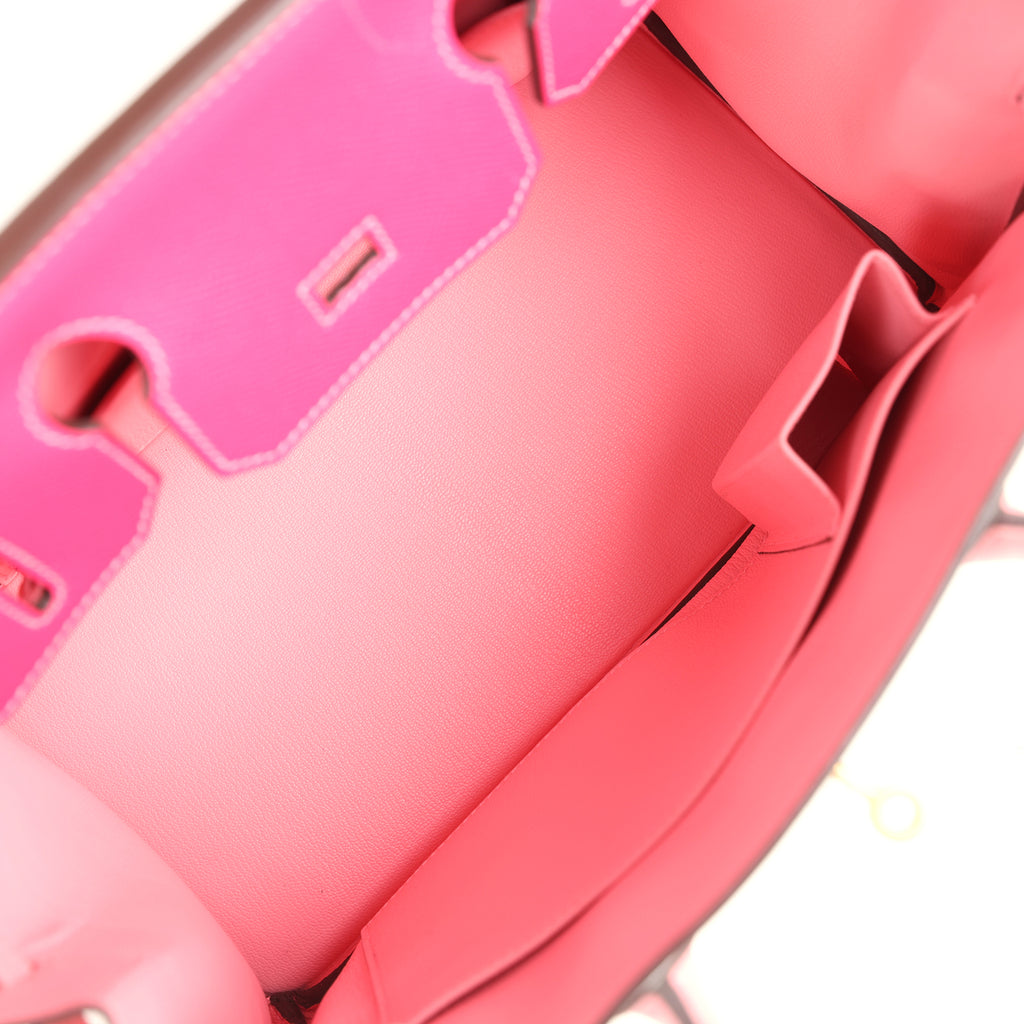 Pre-owned Hermes Special Order (HSS) Birkin 30 White, Rose Confetti and Rose Tyrien Epsom Brushed Gold Hardware - Image 9