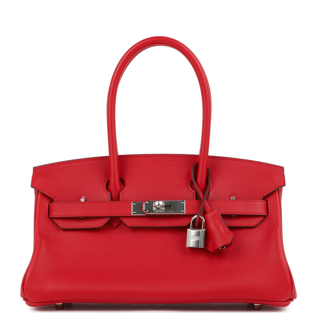 Hermes Shoulder Birkin Light 29 Rouge Radieux Evercolor Palladium Hardware