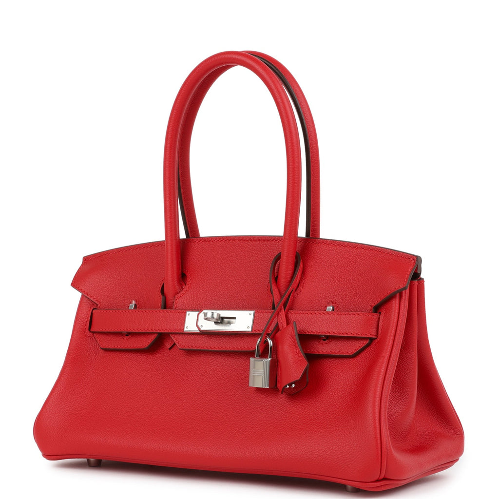 Hermes Shoulder Birkin Light 29 Rouge Radieux Evercolor Palladium Hardware - Image 6