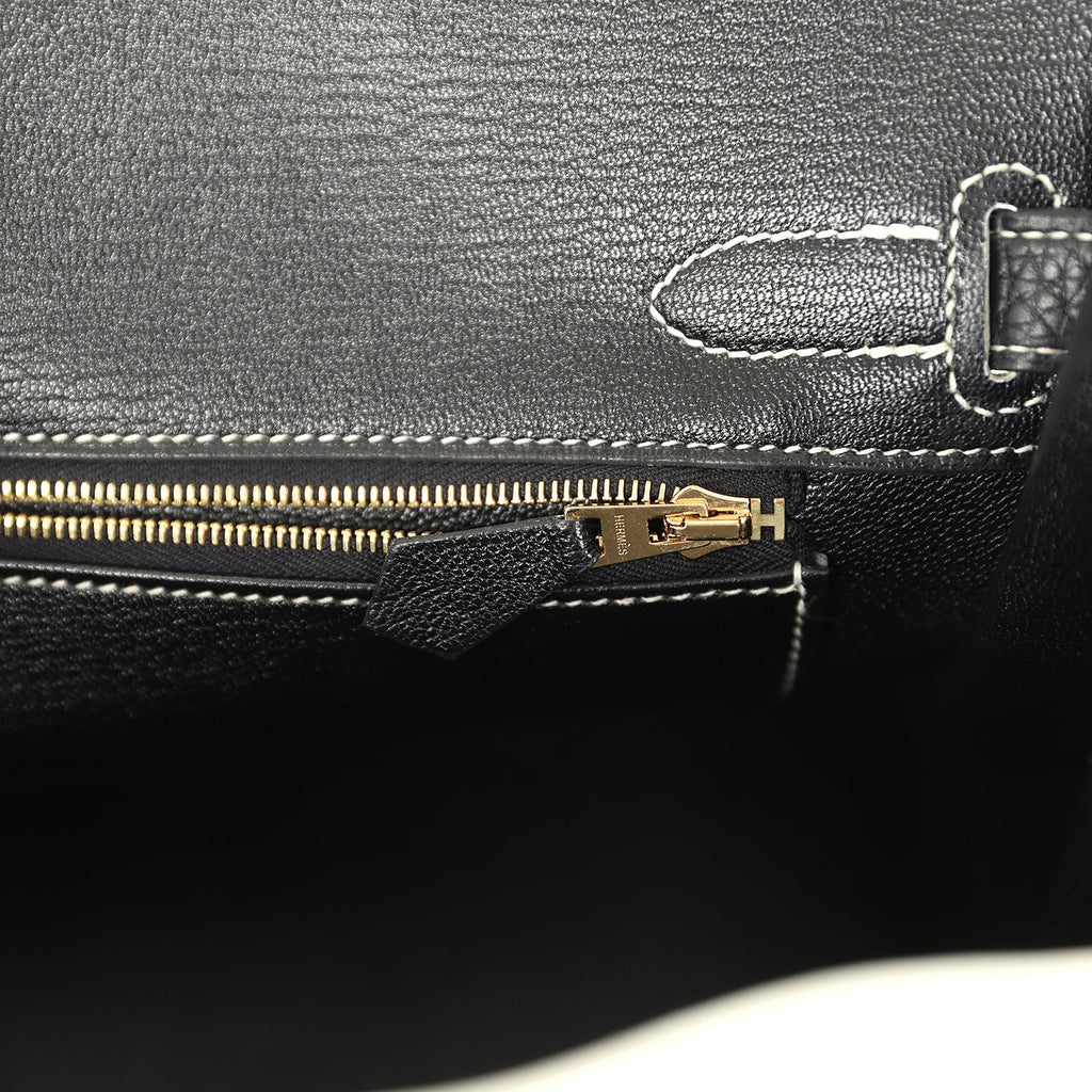 Pre-owned Hermes Special Order (HSS) Birkin 30 White and Black Clemence Permabrass Hardware - Image 10