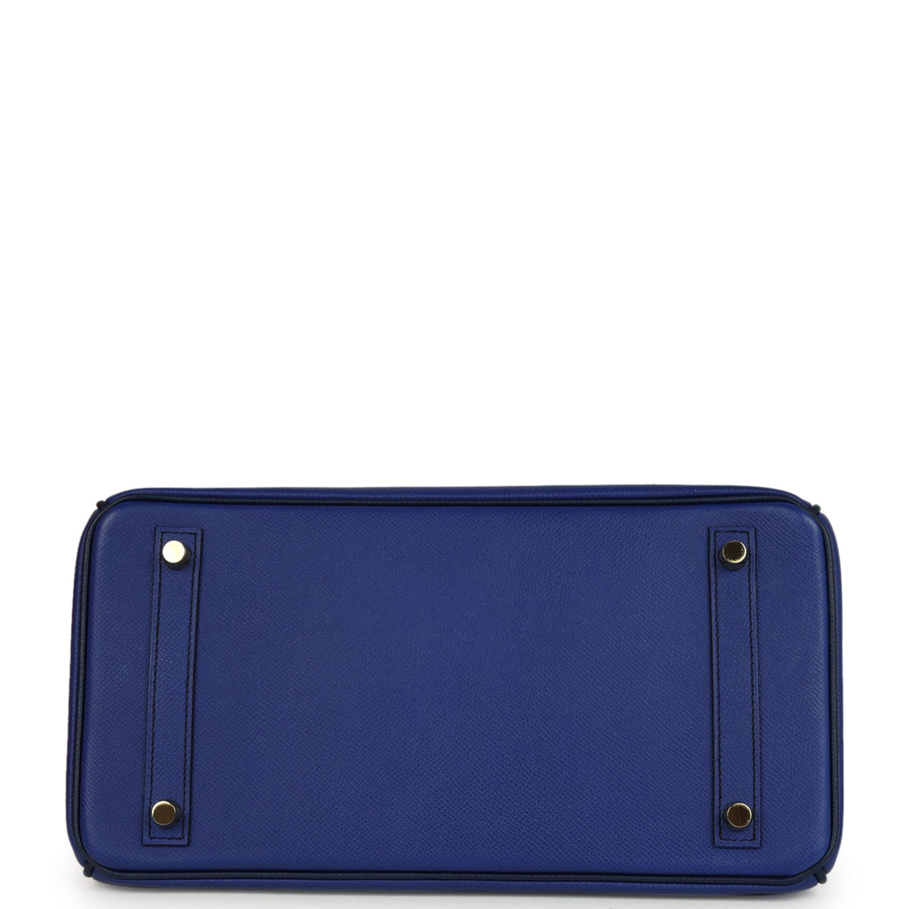 Pre-owned Hermes Special Order (HSS) Birkin 30 Bleu Electric and Bleu Saphir Epsom Brushed Gold Hardware - Image 7