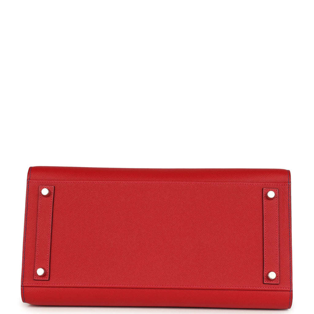 Hermes "Sunset" Birkin Sellier 35 Abricot, Bleu Agate, Magnolia and Rouge Casaque Epsom Palladium Hardware - Image 7