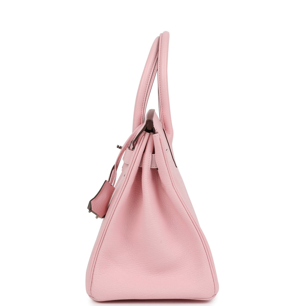 Pre-owned Hermes Special Order (HSS) Birkin 30 Rose Sakura Verso Chèvre Palladium Hardware - Image 4