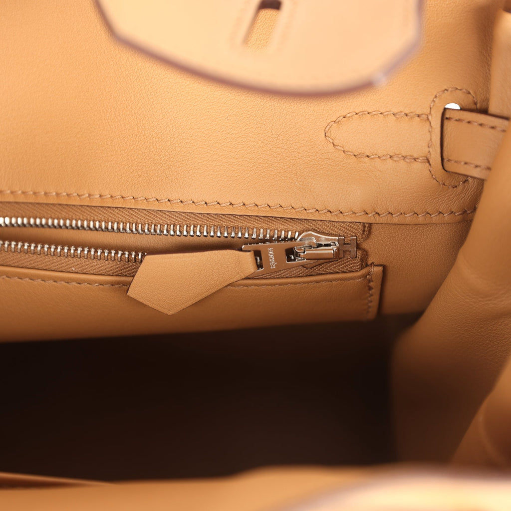 Hermes Birkin 25 Ecru and Beige Toile H Canvas and Biscuit Swift Palladium Hardware - Image 10