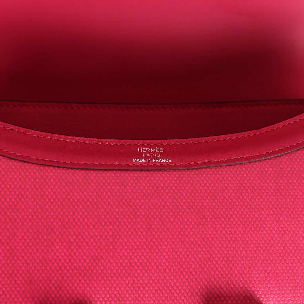 Pre-owned Hermes Constance 24 Rose Shocking and Ecru Toile H Berline and Framboise Swift Palladium Hardware - Image 9