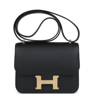 Hermes Constance 18 Black Epsom Brushed Gold Hardware