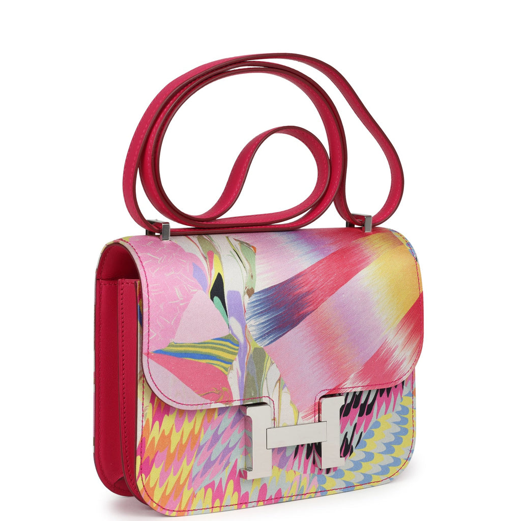 Pre-owned Hermes Constance 18 "Marble Silk" Rose Mexico Swift Palladium Hardware - Image 3