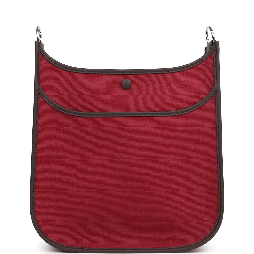 Hermes Neo Evelyne PM Rubis Officier Canvas and Rouge Sellier Swift Palladium Hardware - Image 5