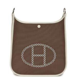 Hermes Neo Evelyne PM Etoupe Officier Canvas and Gris Pale Swift Palladium Hardware