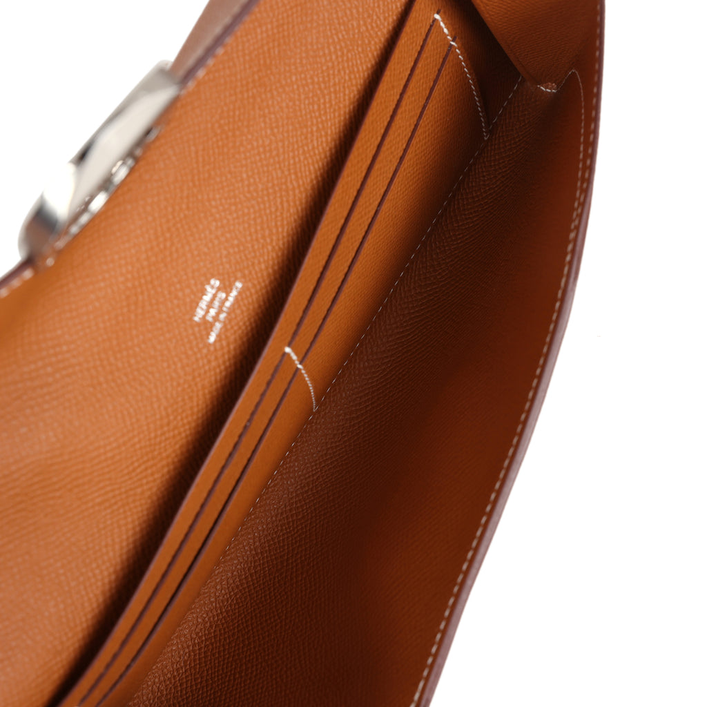 Hermes Maillon Chaine d' Ancre Wallet to Go Gold Epsom Palladium Hardware - Image 9