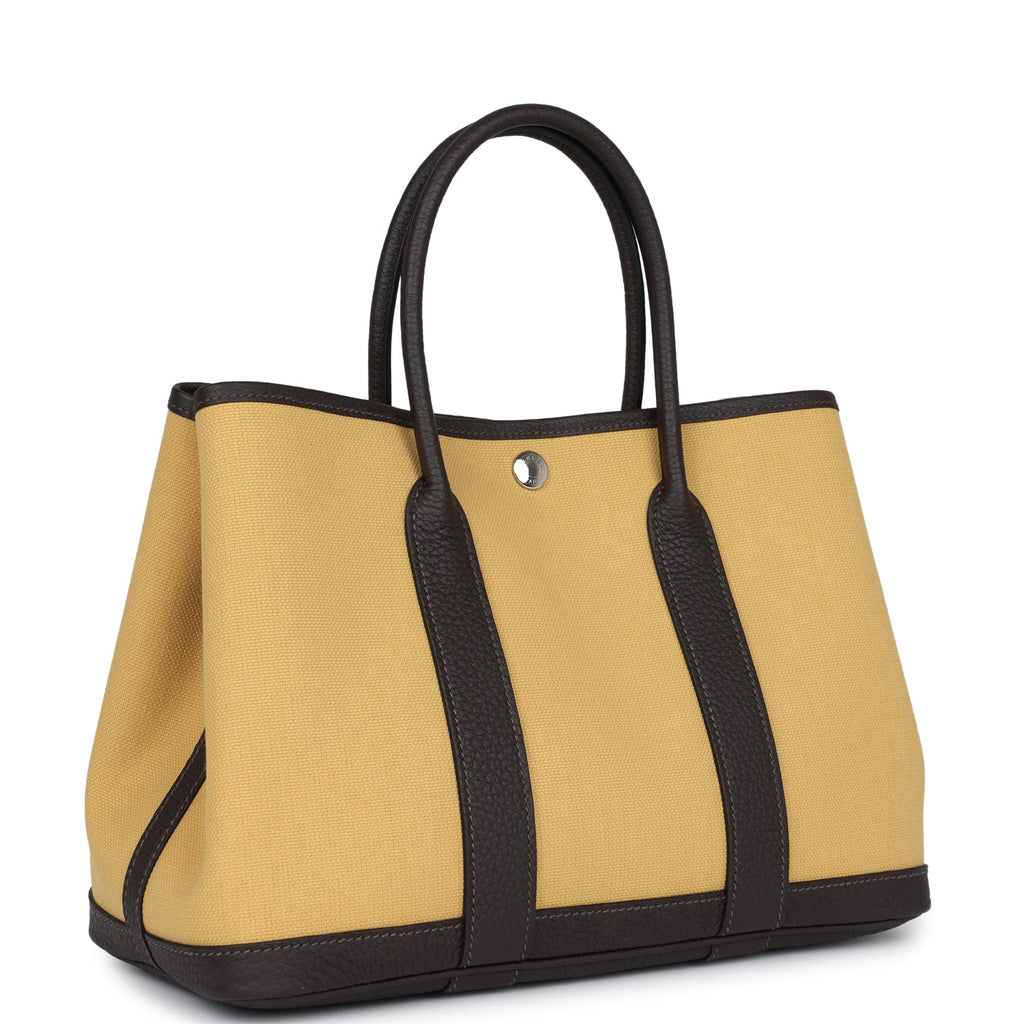 Hermes Garden Party 30 Paille Toile Militaire Canvas and Ebene Negonda Palladium Hardware - Image 3