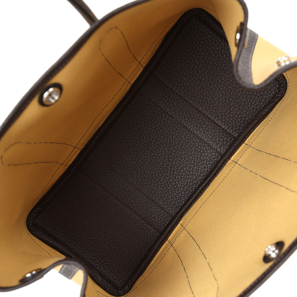 Hermes Garden Party 30 Paille Toile Militaire Canvas and Ebene Negonda Palladium Hardware - Image 8