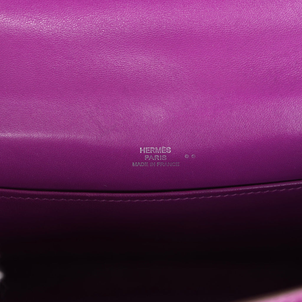 Pre-owned Hermes Kelly Pochette Violet Shiny Niloticus Crocodile Palladium Hardware - Image 8