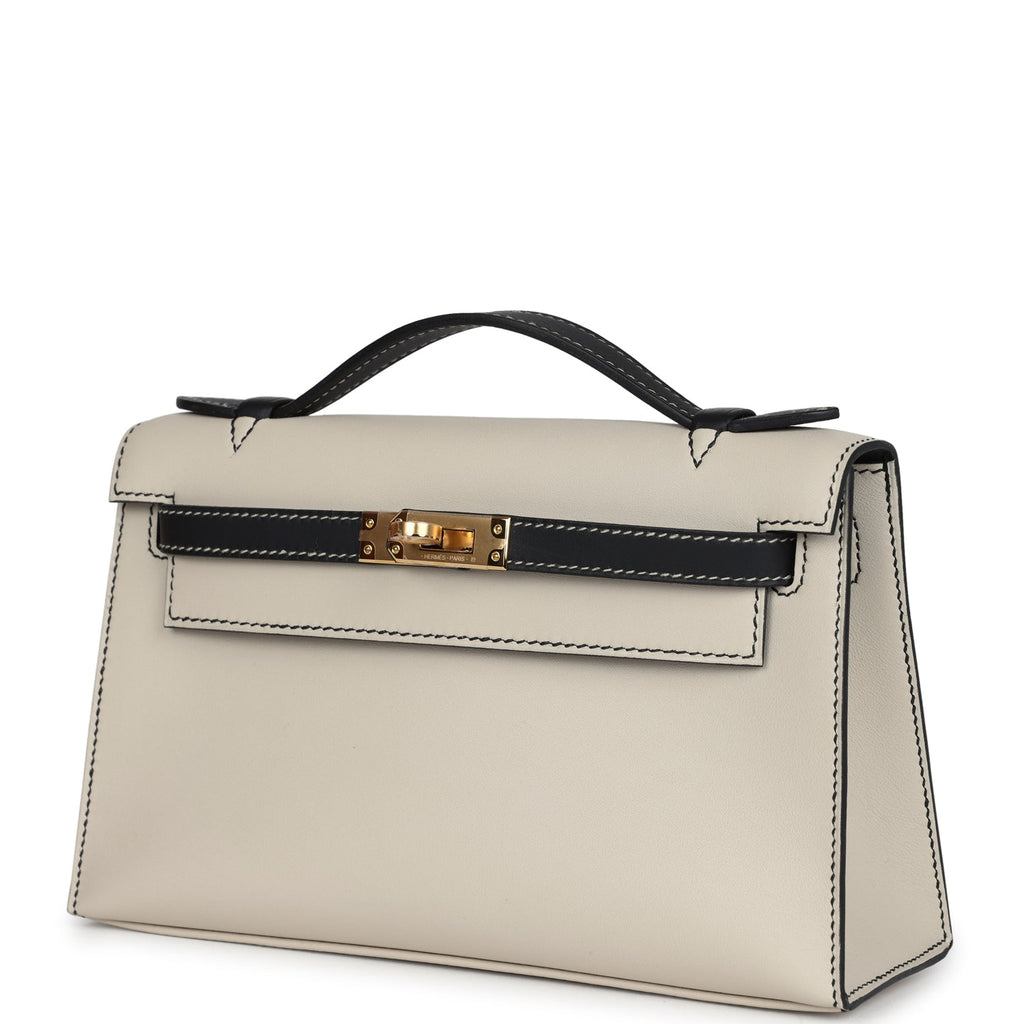 Hermes Special Order (HSS) Kelly Pochette Beton and Black Swift Gold Hardware - Image 6
