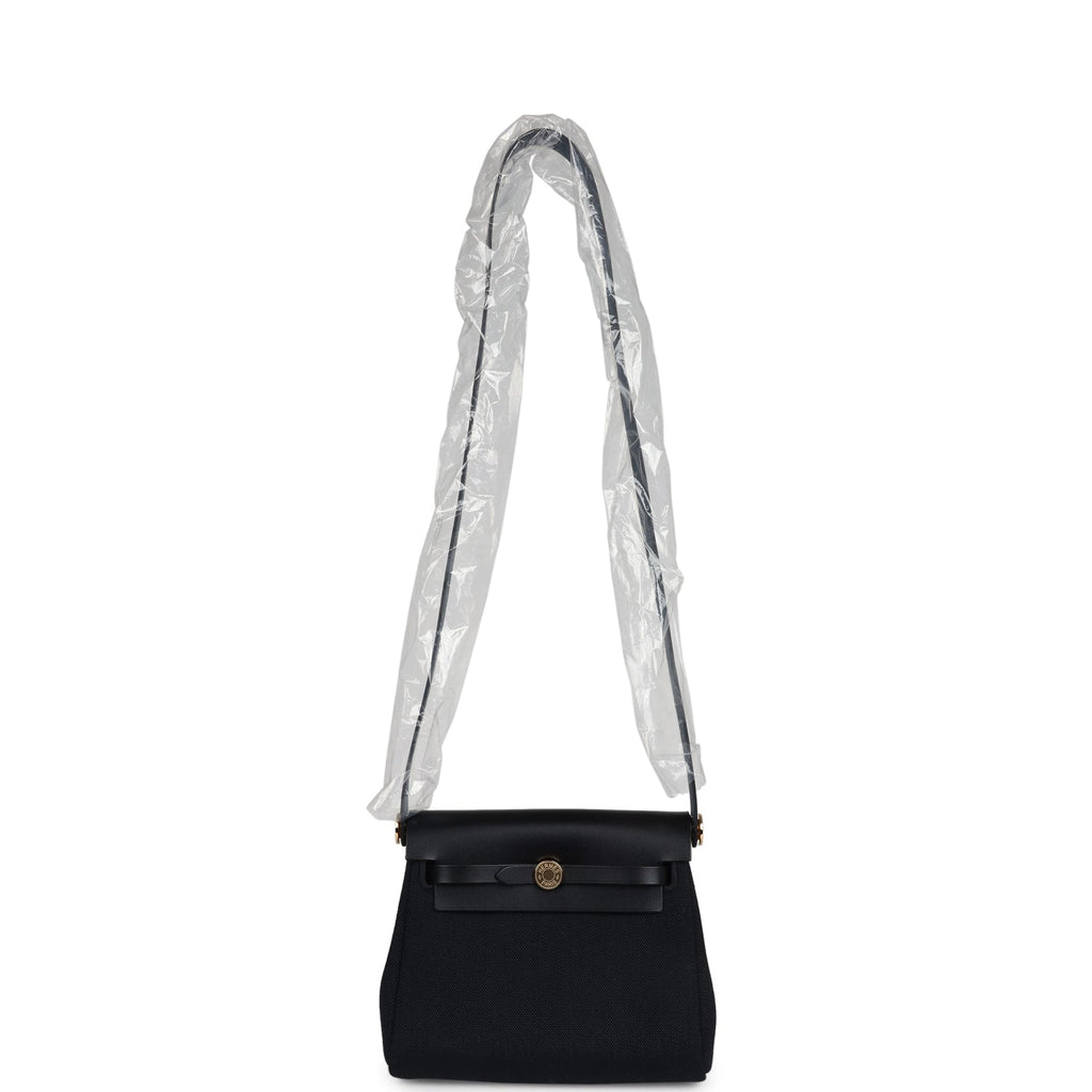 Hermes Herbag Zip 20 Mini Black Toile Militaire Canvas and Black Vache Hunter Gold Hardware - Image 8