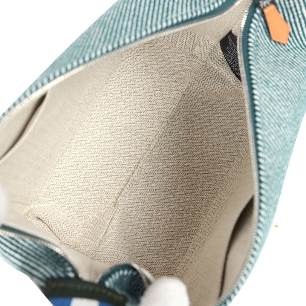 Hermes Bride-A-Brac Au Carre Case PM Vert Foret H Natte Canvas and Wool Palladium Hardware - Image 10