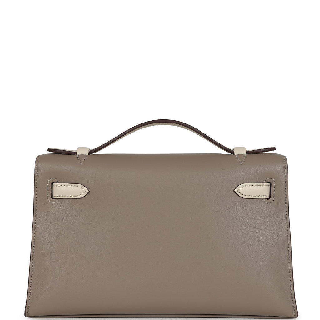 Hermes Special Order (HSS) Kelly Pochette Gris Asphalte and Beton Swift Rose Gold Hardware - Image 5