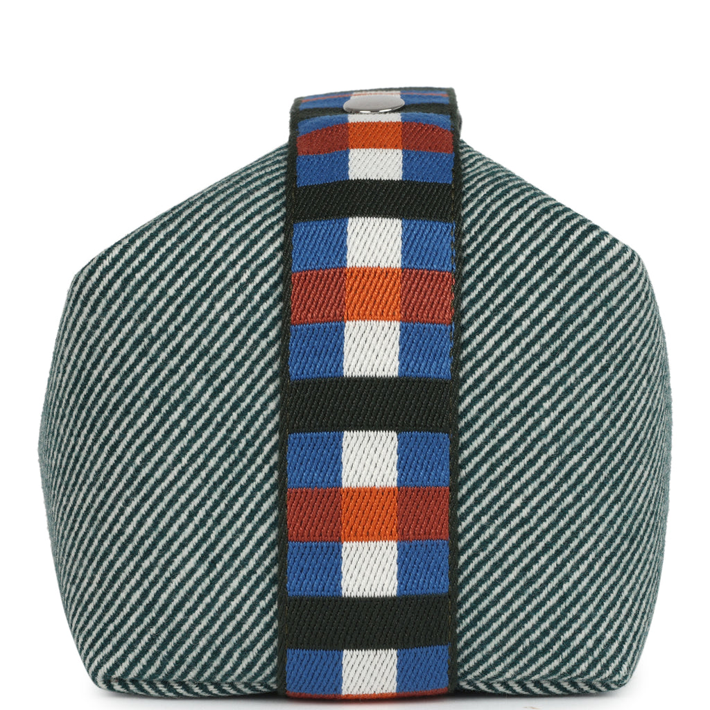 Hermes Bride-A-Brac Au Carre Case PM Vert Foret H Natte Canvas and Wool Palladium Hardware - Image 4