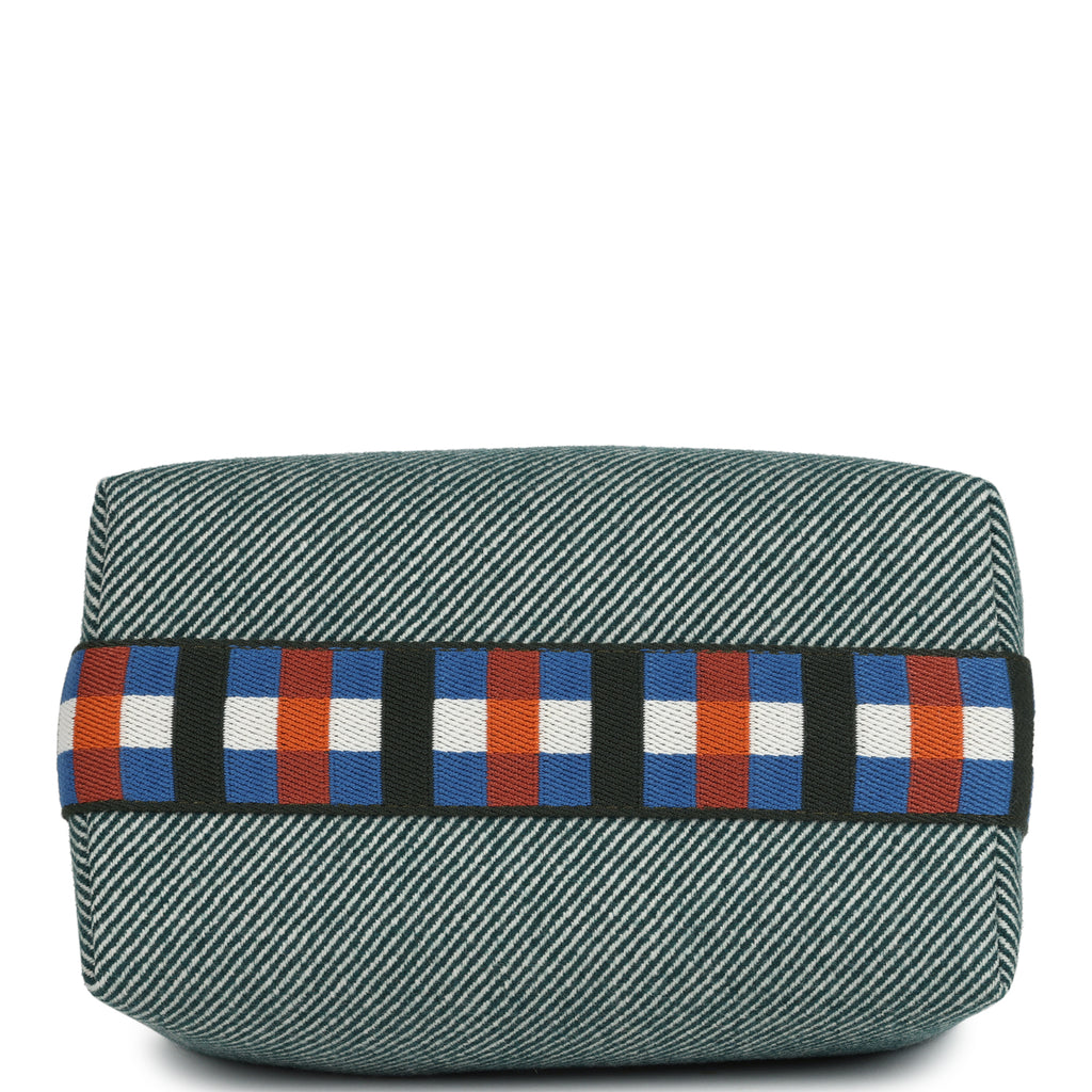 Hermes Bride-A-Brac Au Carre Case PM Vert Foret H Natte Canvas and Wool Palladium Hardware - Image 7