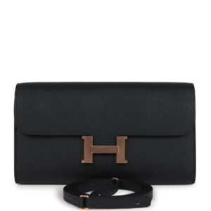 Hermes Constance Wallet To Go Black Epsom Rose Gold Hardware