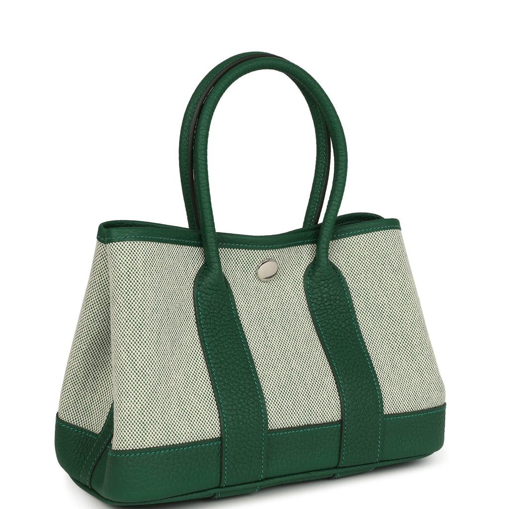 Hermes Garden Party Neo 23 Vert Moyen-Ecru Toile H Canvas and Vert Moyen Negonda Palladium Hardware - Image 3