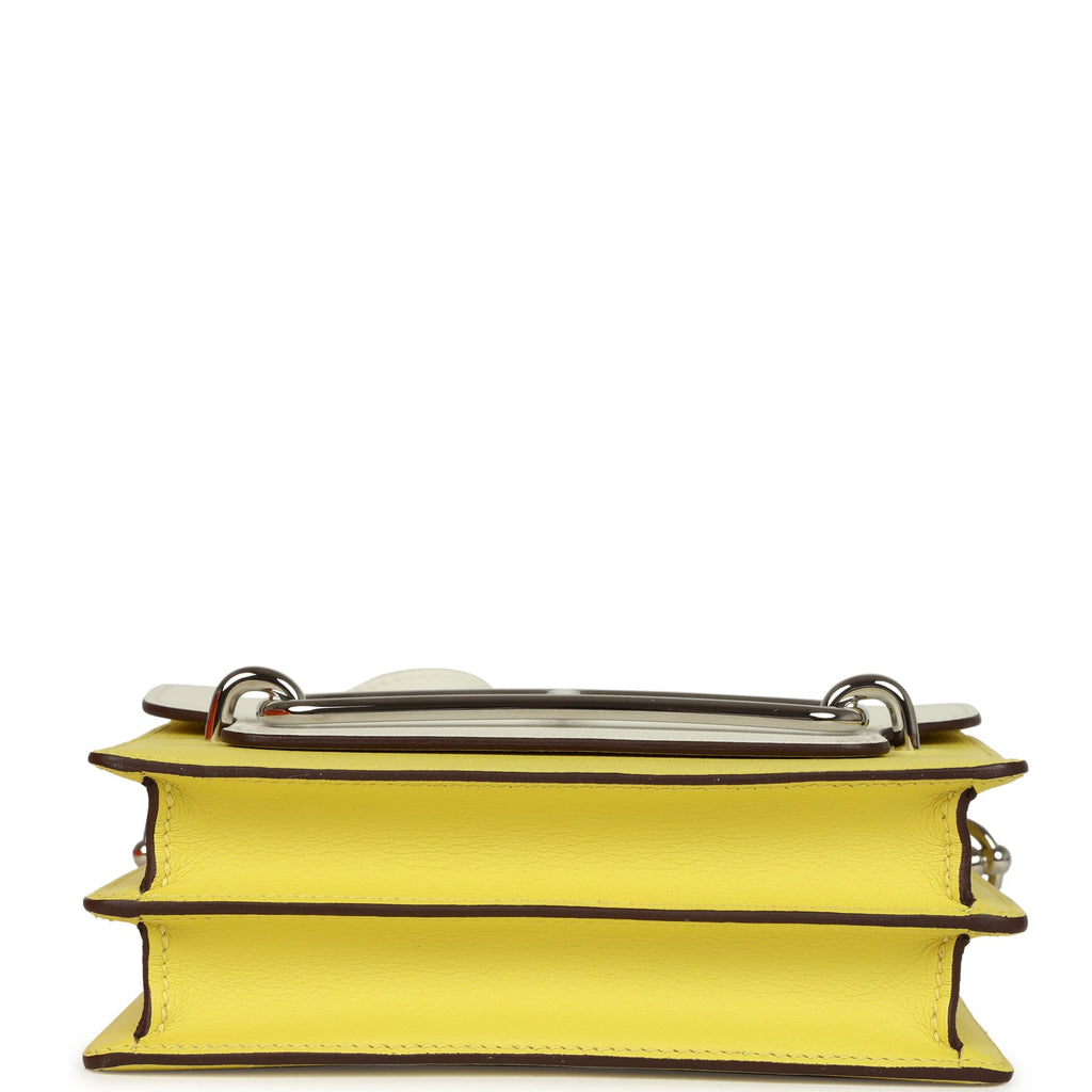 Hermes Mini Sac Roulis Bi-color White and Lime Evercolor Palladium Hardware - Image 7