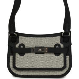 Hermes Mini Jypsiere Black and Ecru Toile H Black Swift Palladium Hardware