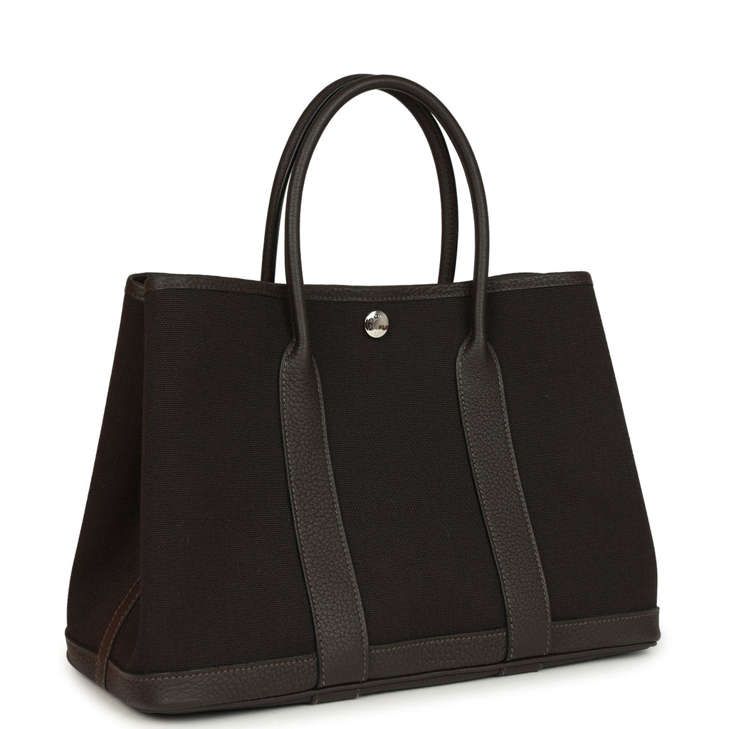 Hermes Garden Party 30 Ebene Toile Officier Canvas and Negonda Palladium Hardware - Image 3