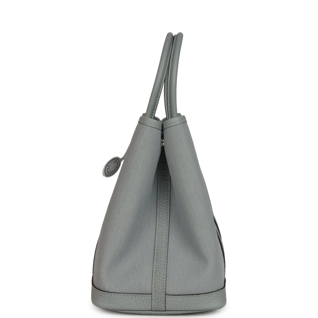 Hermes Garden Party 30 Gris Pantin Officier Canvas and Negonda Palladium Hardware - Image 4