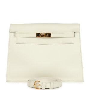 Pre-owned Hermes Kelly Danse White Evercolor Gold Hardware