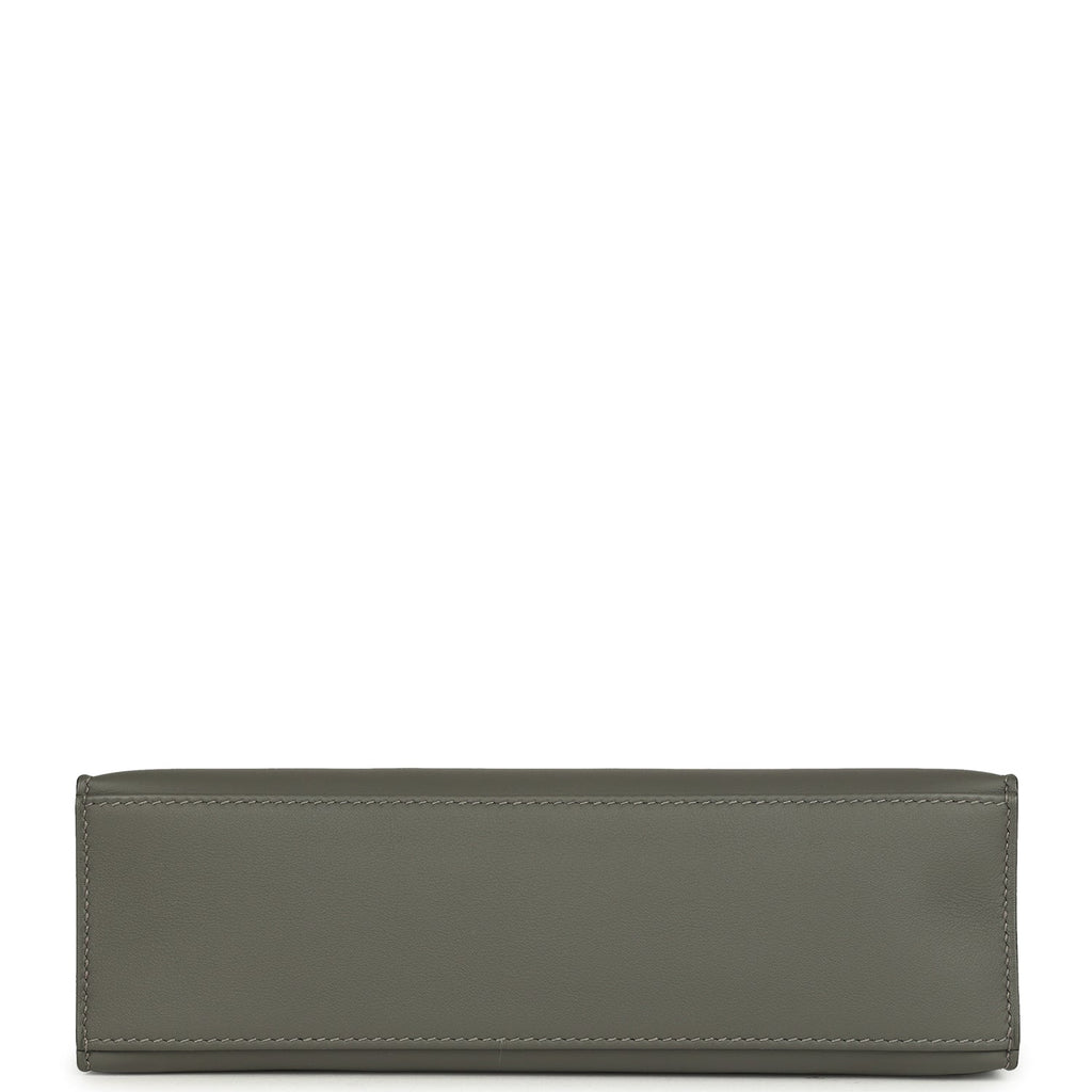 Pre-owned Hermes Special Order (HSS) Kelly Pochette Gris Meyer and Caban Swift Permabrass Hardware - Image 7
