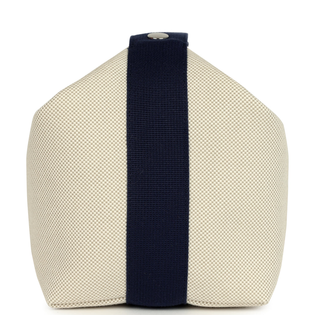 Hermes Bride A Brac Cabriole GM Gris Perle and Bleu Canvas Palladium Hardware - Image 4