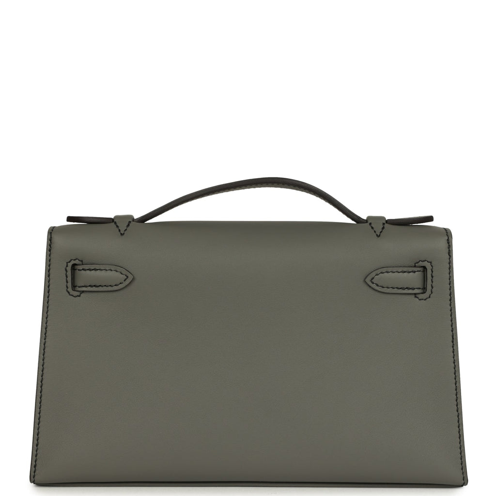 Hermes Special Order (HSS) Kelly Pochette Gris Meyer Verso Swift Gold Hardware - Image 5