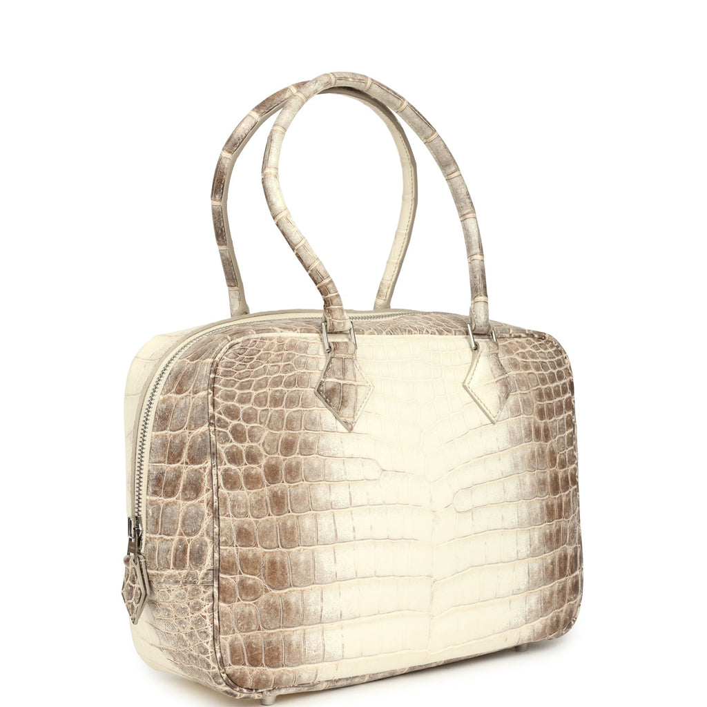 Pre-owned Hermes Plume 28 Himalaya Matte Niloticus Crocodile Palladium Hardware - Image 3