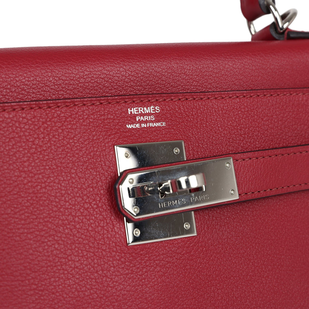 Pre-owned Hermes Kelly Retourne 28 Rouge Grenat Evercolor Palladium Hardware - Image 8