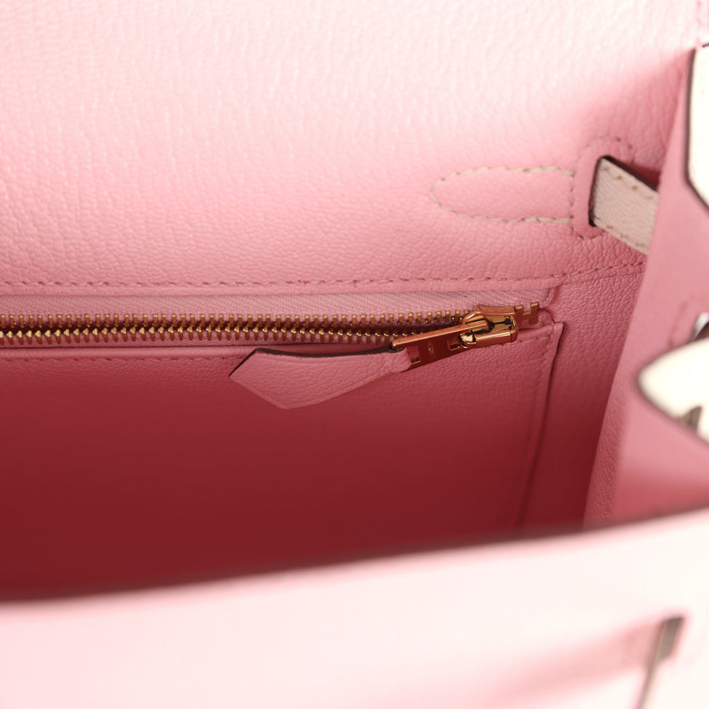 Hermes Special Order (HSS) Kelly Sellier 25 Rose Sakura and Nata Chevre Gold Hardware - Image 10