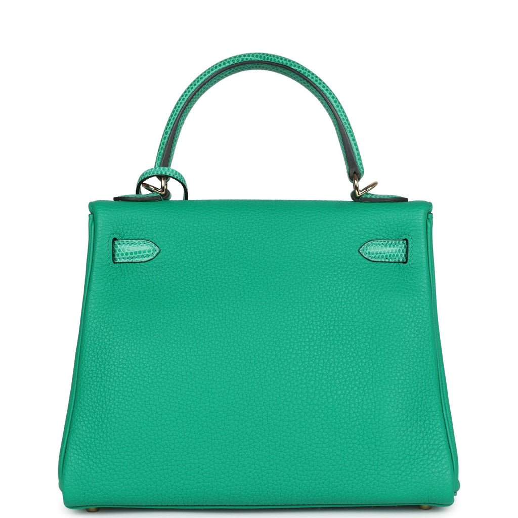 Hermes Kelly Retourne 25 Menthe Togo and Varanus Niloticus Lizard Touch Permabrass Hardware - Image 5