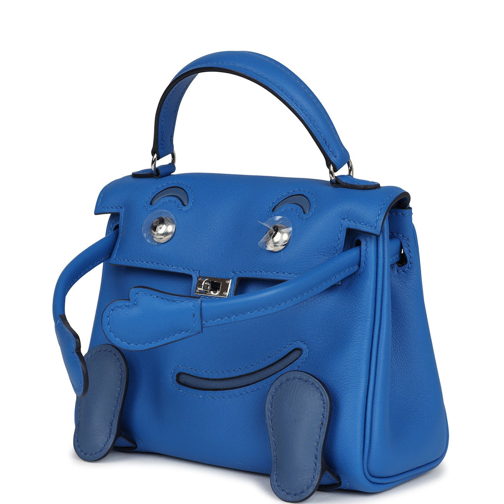 Hermes "Quelle Idolle" Kelly Doll Bleu Zellige and Bleu Agate Swift Palladium Hardware - Image 6