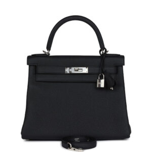 Hermes Kelly Retourne 28 Black Togo Palladium Hardware