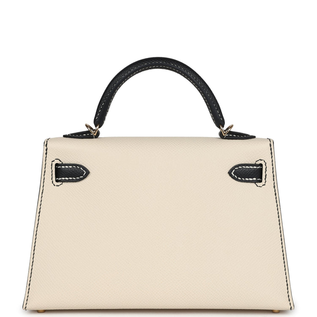 Hermes Special Order (HSS) Kelly Sellier 20 Craie and Black Epsom Permabrass Hardware - Image 5