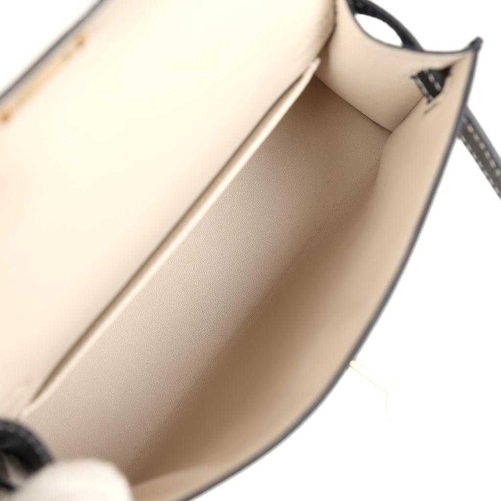 Hermes Special Order (HSS) Kelly Sellier 20 Craie and Black Epsom Permabrass Hardware - Image 9