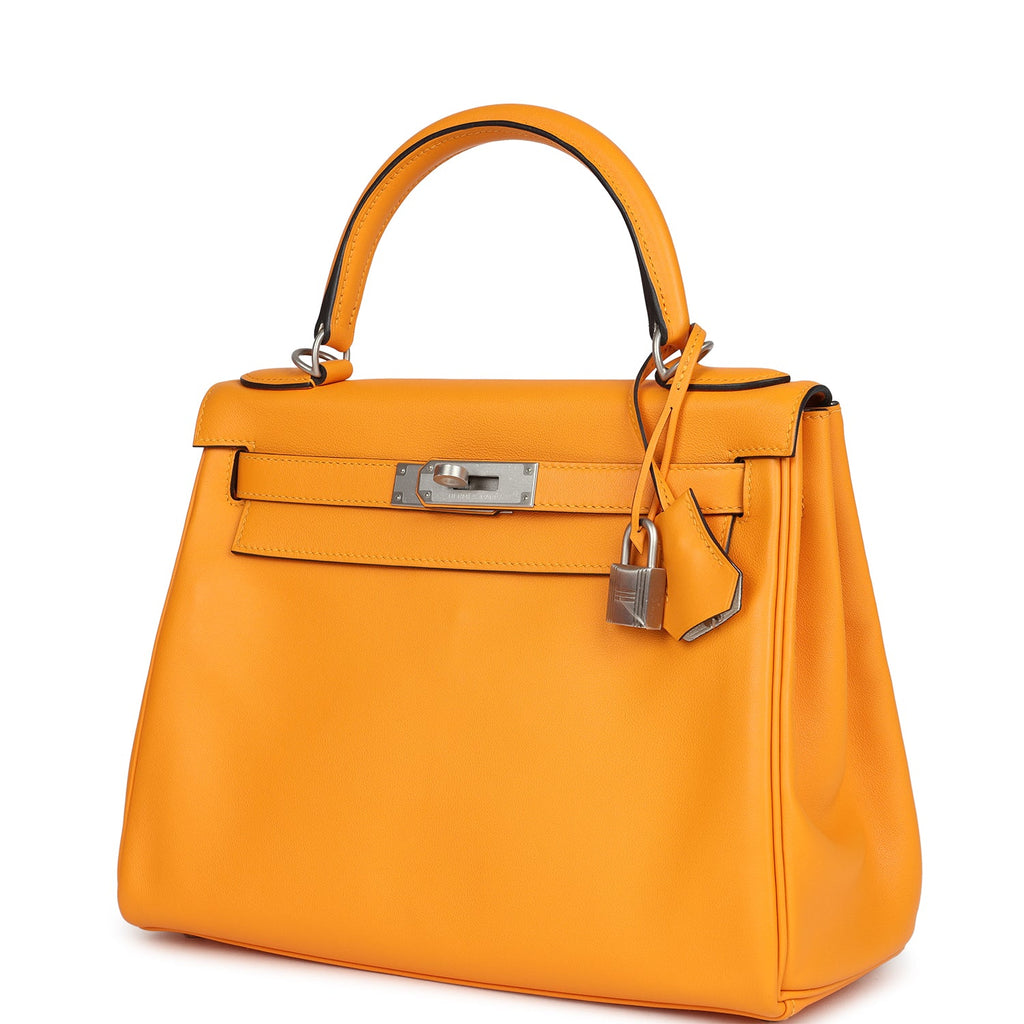 Hermes Special Order (HSS) Kelly Retourne 28 Jaune D'Or Swift Brushed Palladium Hardware - Image 6