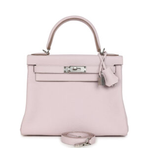 Hermes Kelly Retourne 28 Mauve Pale Clemence Palladium Hardware