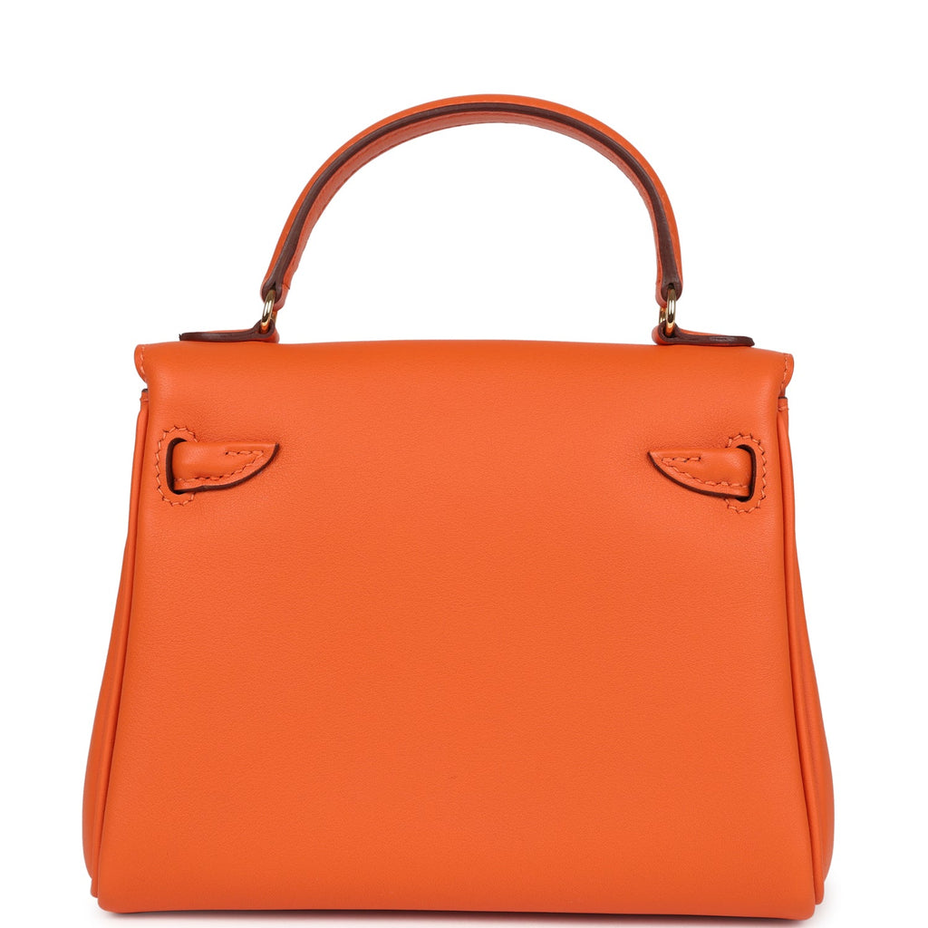 Hermes "Quelle Idolle" Kelly Doll Orange and Rose Sakura Swift Gold Hardware - Image 5