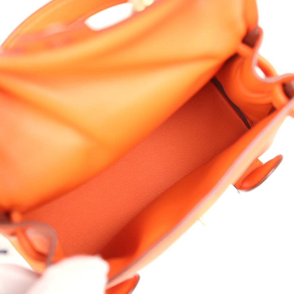 Hermes "Quelle Idolle" Kelly Doll Orange and Rose Sakura Swift Gold Hardware - Image 9